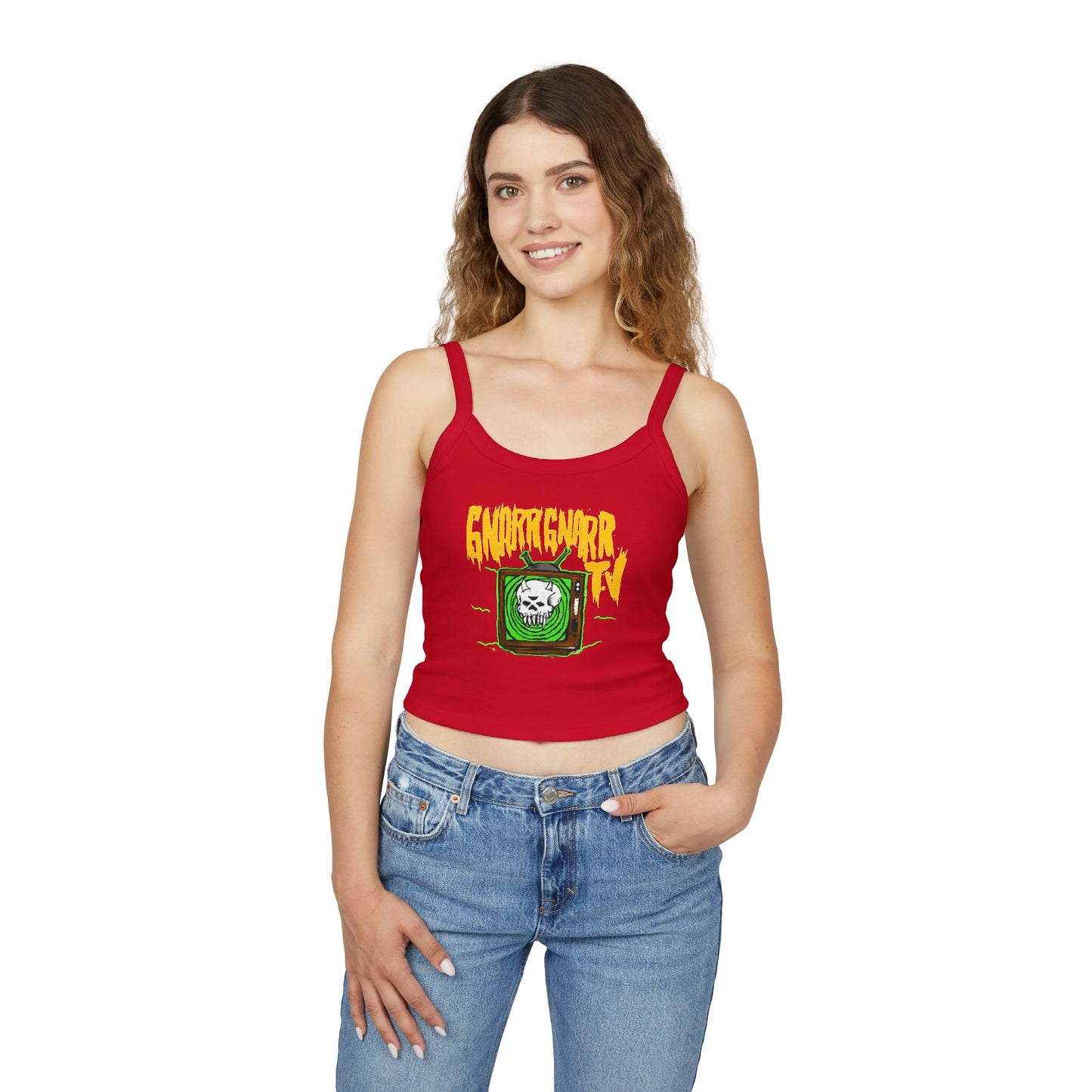 Gnarr Gnarr TV Spaghetti Strap Tank Top | Alternative Style, Edgy Apparel, Festival Wear, Streetwear, Music Concert Clothing