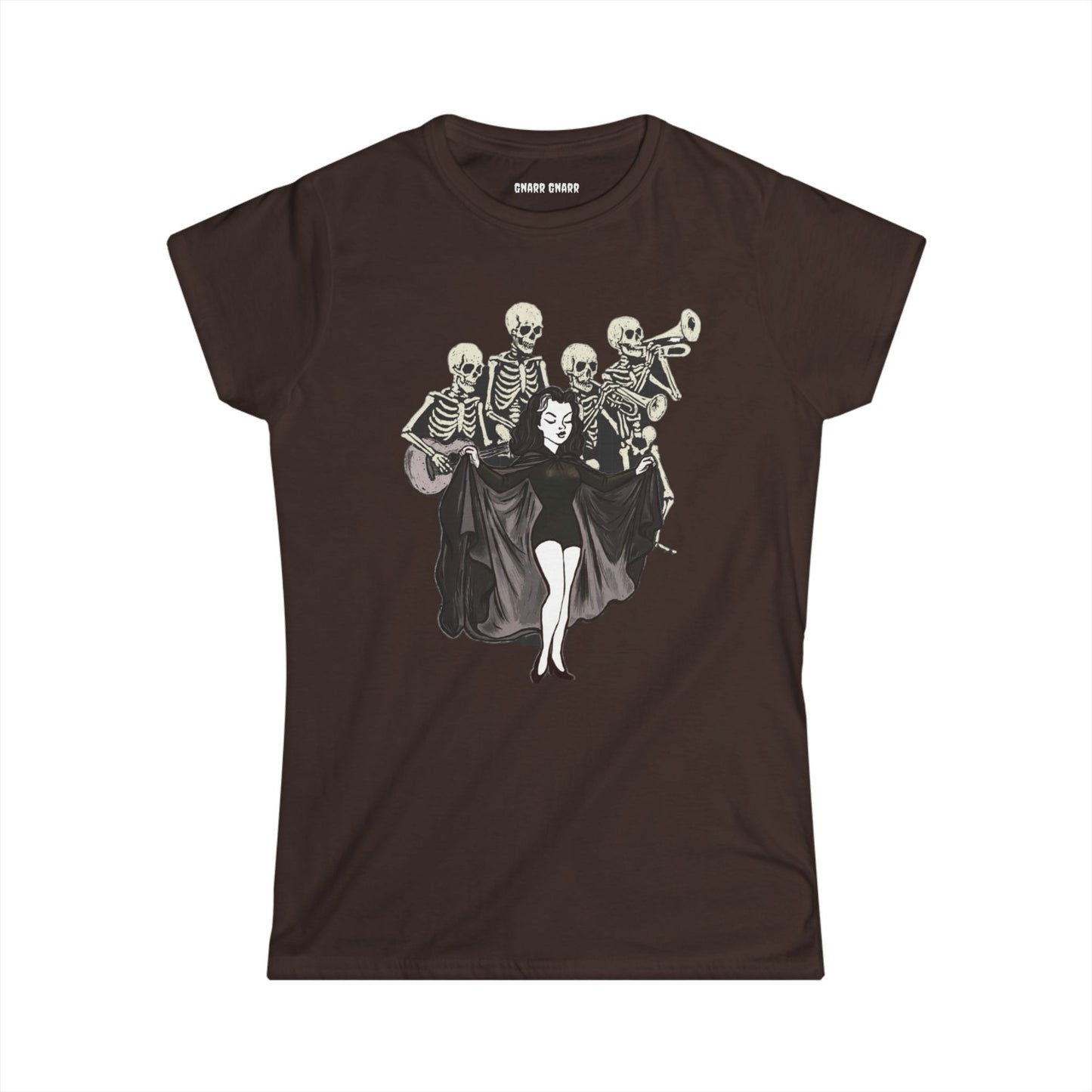 Matanme Porque Me Muero Fun Halloween Women's Softstyle Tee, Skeleton Band Shirt, Music Lover Gift, Spooky Season Tee, Unique Graphic T-Shirt