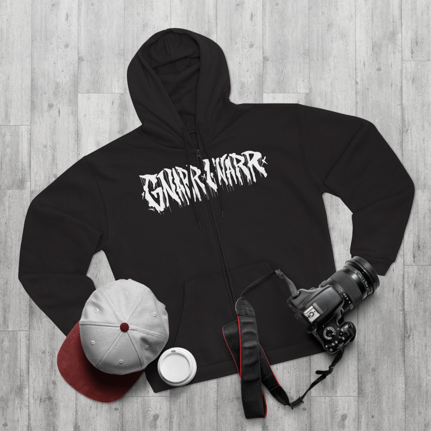 Unisex Zip Hoodie with Gnarr Gnarr Graphic - Alternative Television Vibe