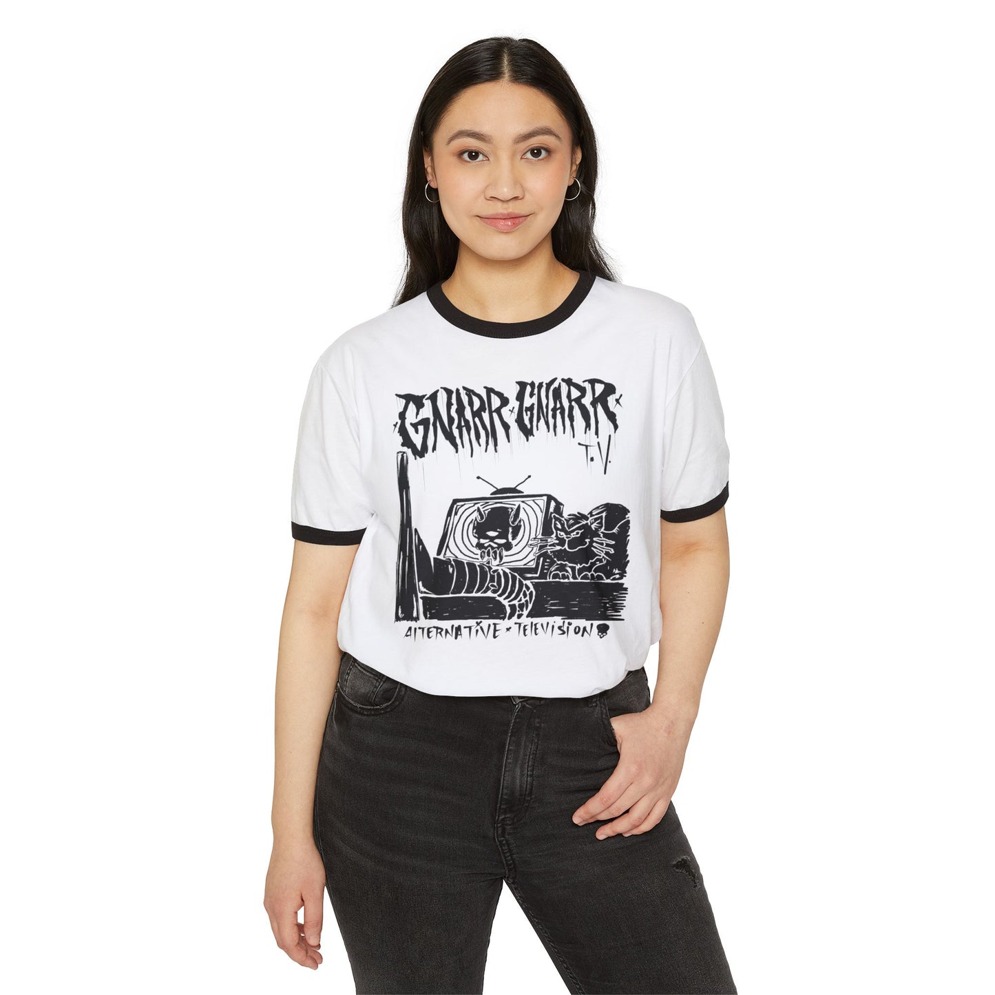 Alternative TV Graphic Ringer T-Shirt for Casual Style