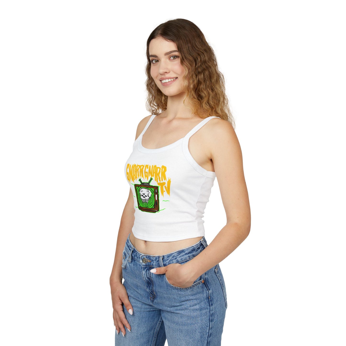Gnarr Gnarr TV Spaghetti Strap Tank Top | Alternative Style, Edgy Apparel, Festival Wear, Streetwear, Music Concert Clothing
