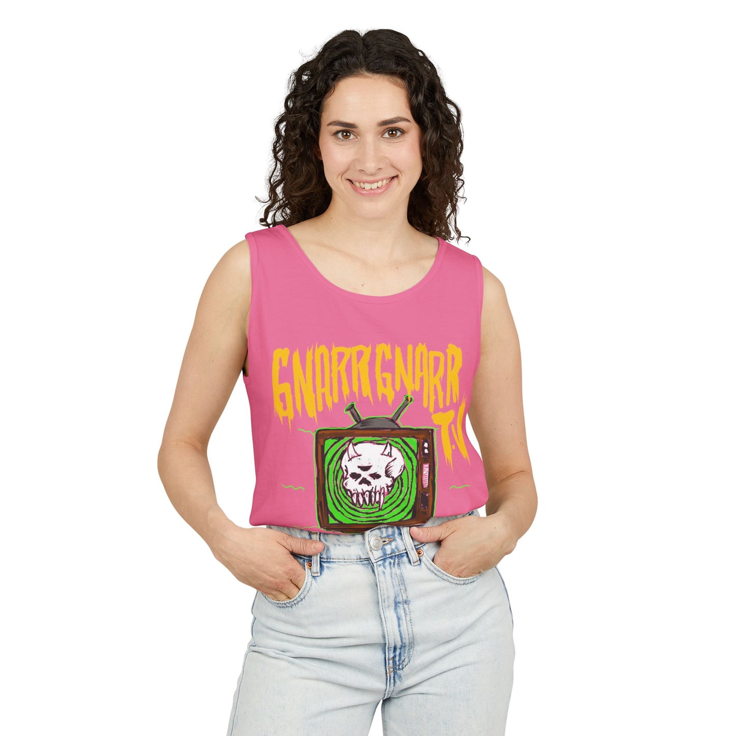 Gnar Gnar TV Tank Top, Unisex Graphic Tee, Summer Essential, Beachwear, Festival Top, Casual Style, Gift Idea