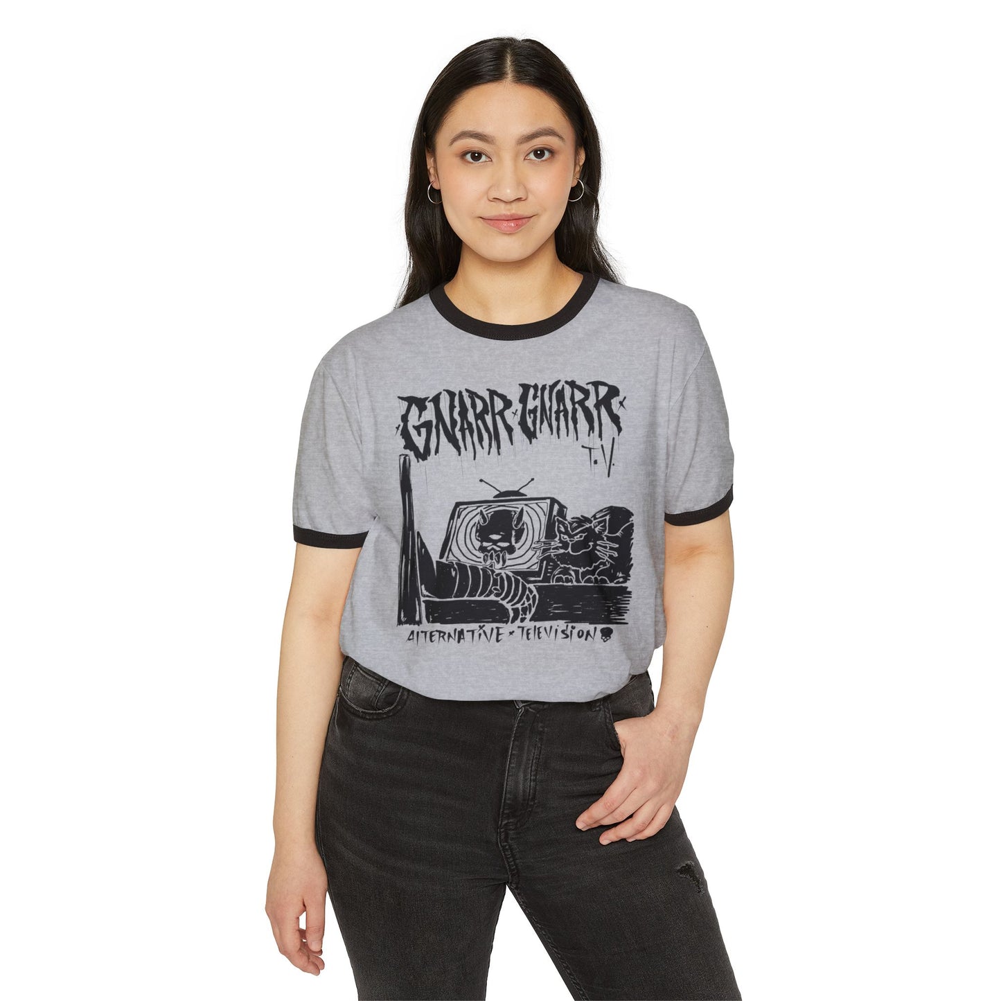 Alternative TV Graphic Ringer T-Shirt for Casual Style