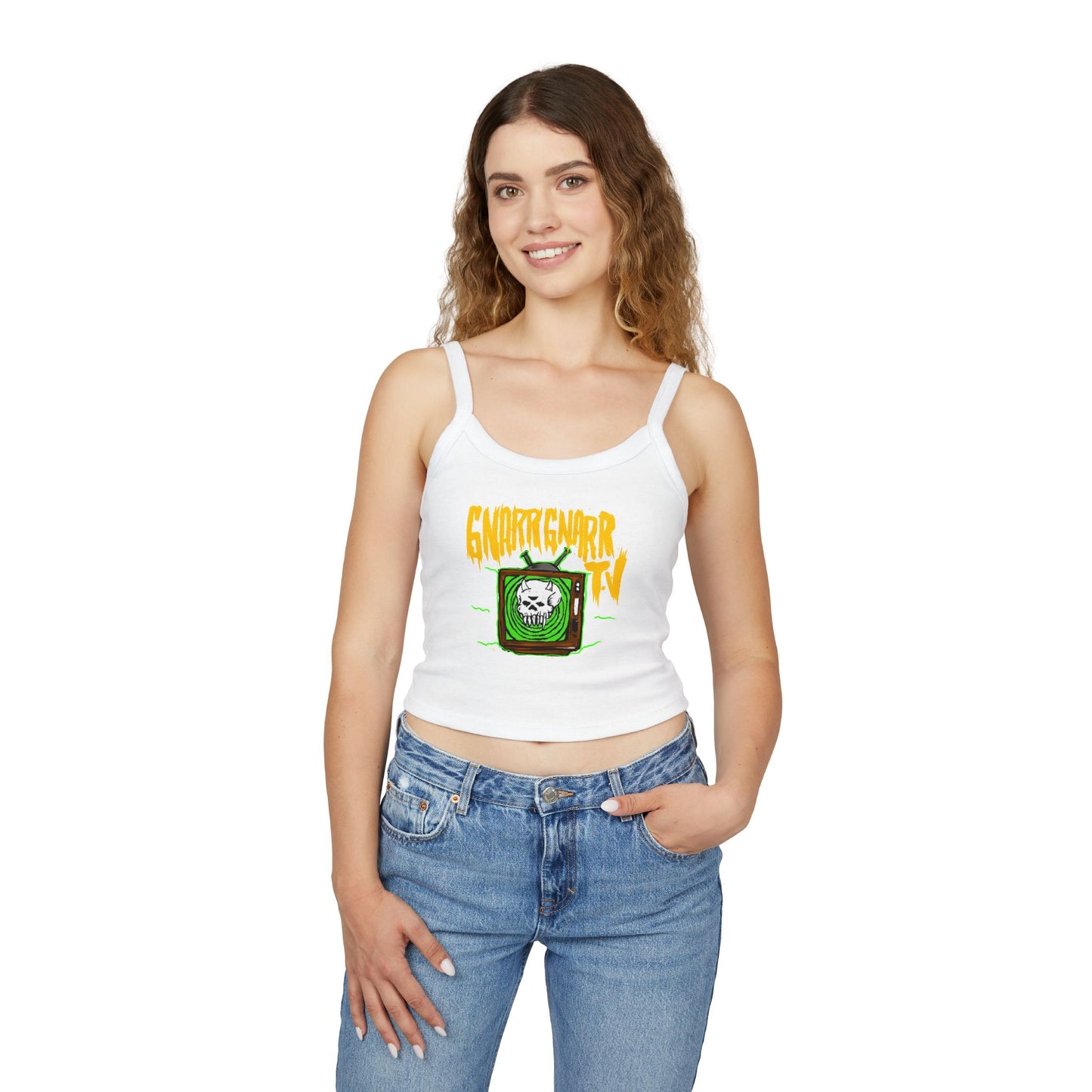 Gnarr Gnarr TV Spaghetti Strap Tank Top | Alternative Style, Edgy Apparel, Festival Wear, Streetwear, Music Concert Clothing