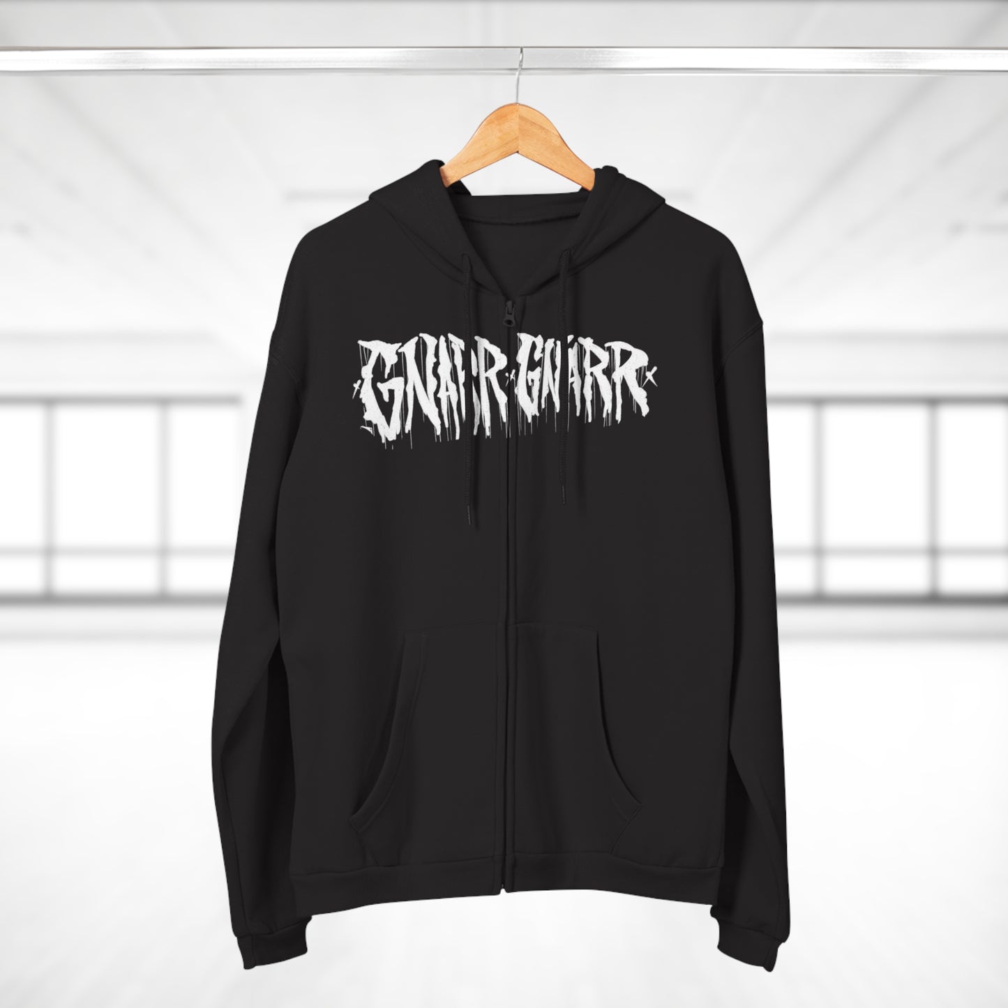 Unisex Zip Hoodie with Gnarr Gnarr Graphic - Alternative Television Vibe