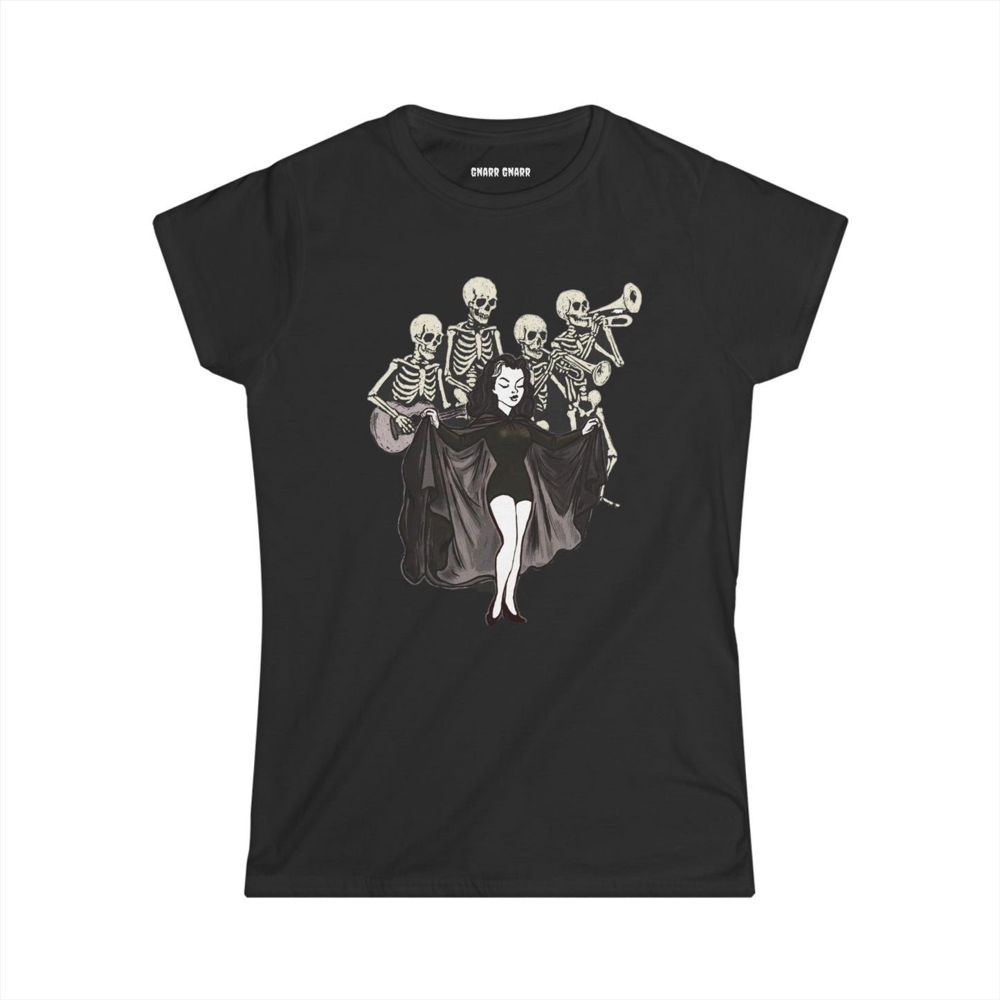 Matanme Porque Me Muero Fun Halloween Women's Softstyle Tee, Skeleton Band Shirt, Music Lover Gift, Spooky Season Tee, Unique Graphic T-Shirt