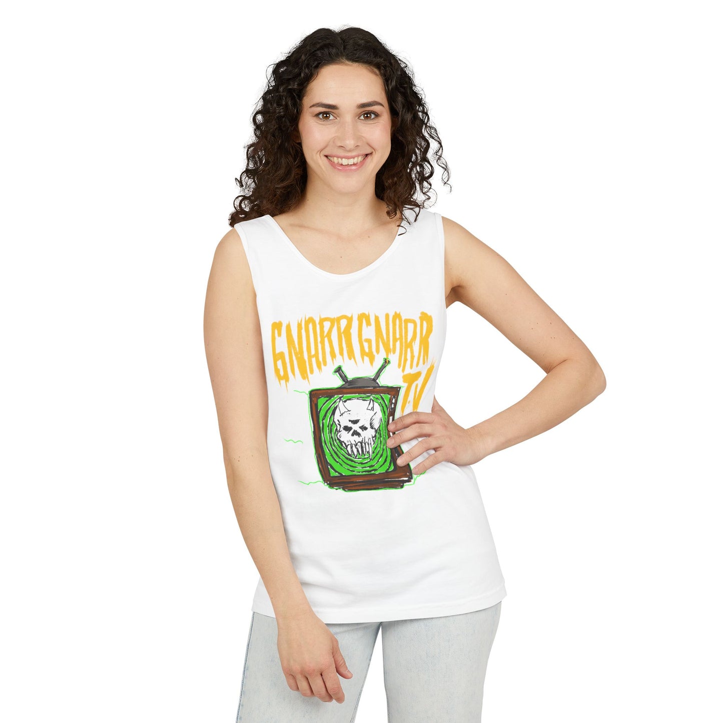 Gnar Gnar TV Tank Top, Unisex Graphic Tee, Summer Essential, Beachwear, Festival Top, Casual Style, Gift Idea