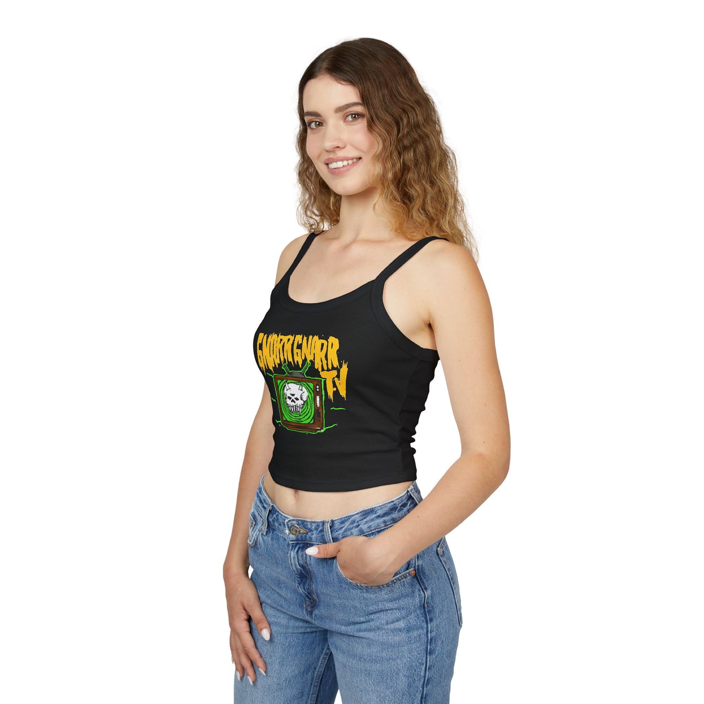 Gnarr Gnarr TV Spaghetti Strap Tank Top | Alternative Style, Edgy Apparel, Festival Wear, Streetwear, Music Concert Clothing