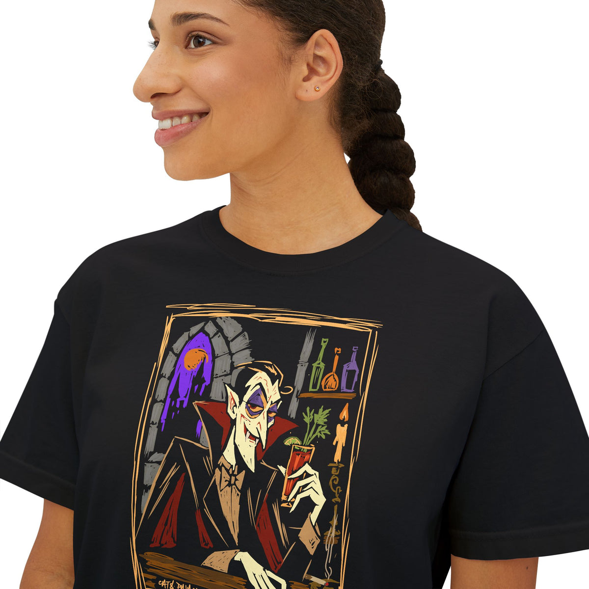 Count Drunkula Women's Boxy Tee – Vintage Gothic Vampire Portrait Shirt