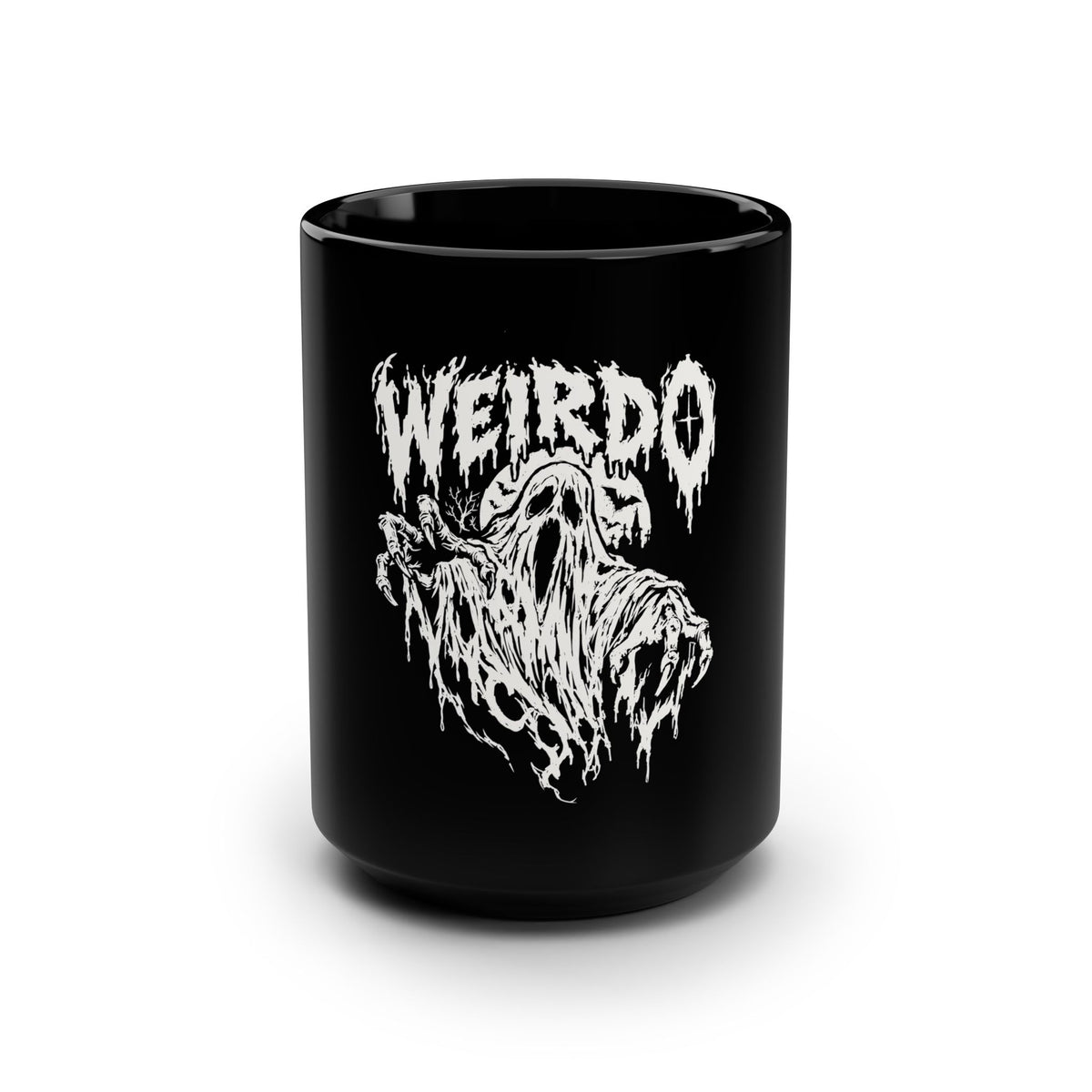 Weirdo Ghost Black Mug — 15oz Goth Coffee Cup