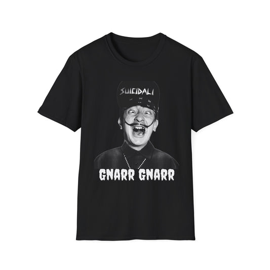 Gnarr Gnarr Graphic T-Shirt — Punk Photo Tee ("SUICIDALI" Cap) Suicidal Tendencies & Salvador Dali mashup
