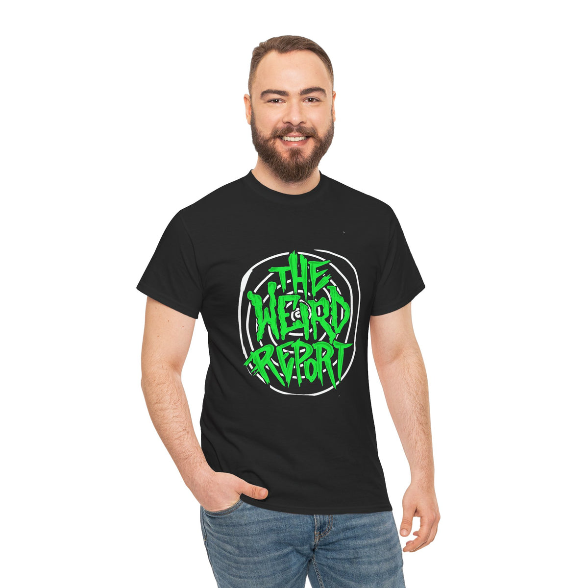 Graffiti "The Weird Report" Tee — Neon Green Streetwear T-Shirt