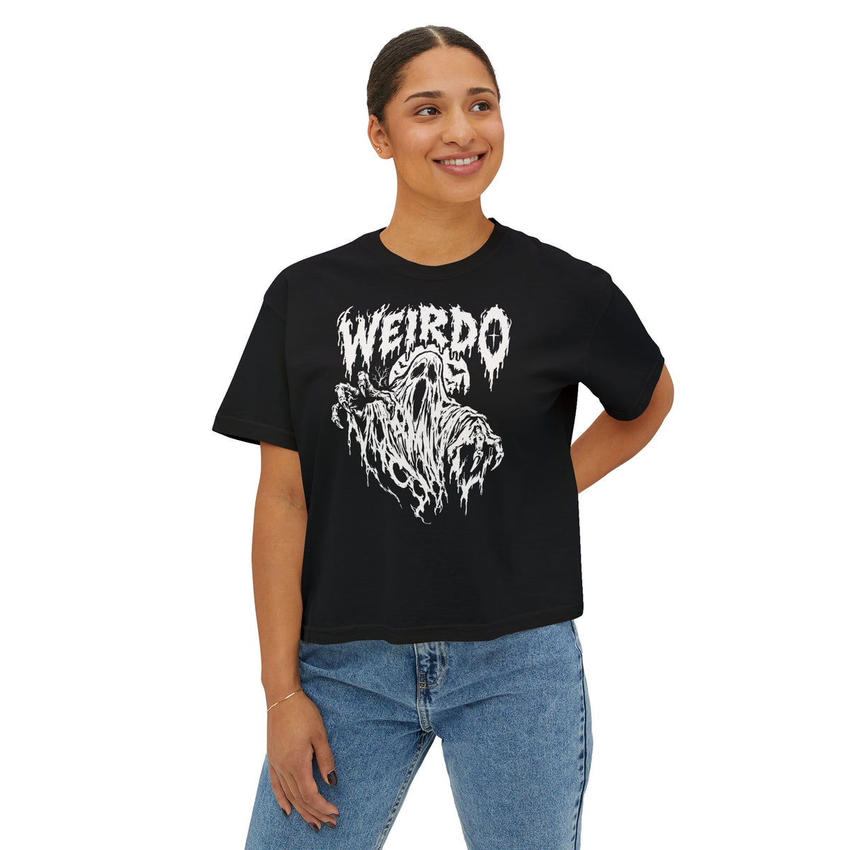 Weirdo Ghost Women's Boxy Tee — Vintage Horror Graphic Shirt