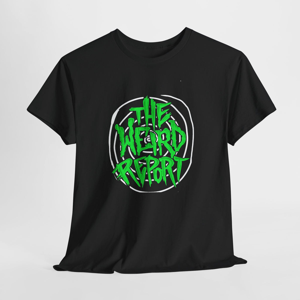 Graffiti "The Weird Report" Tee — Neon Green Streetwear T-Shirt