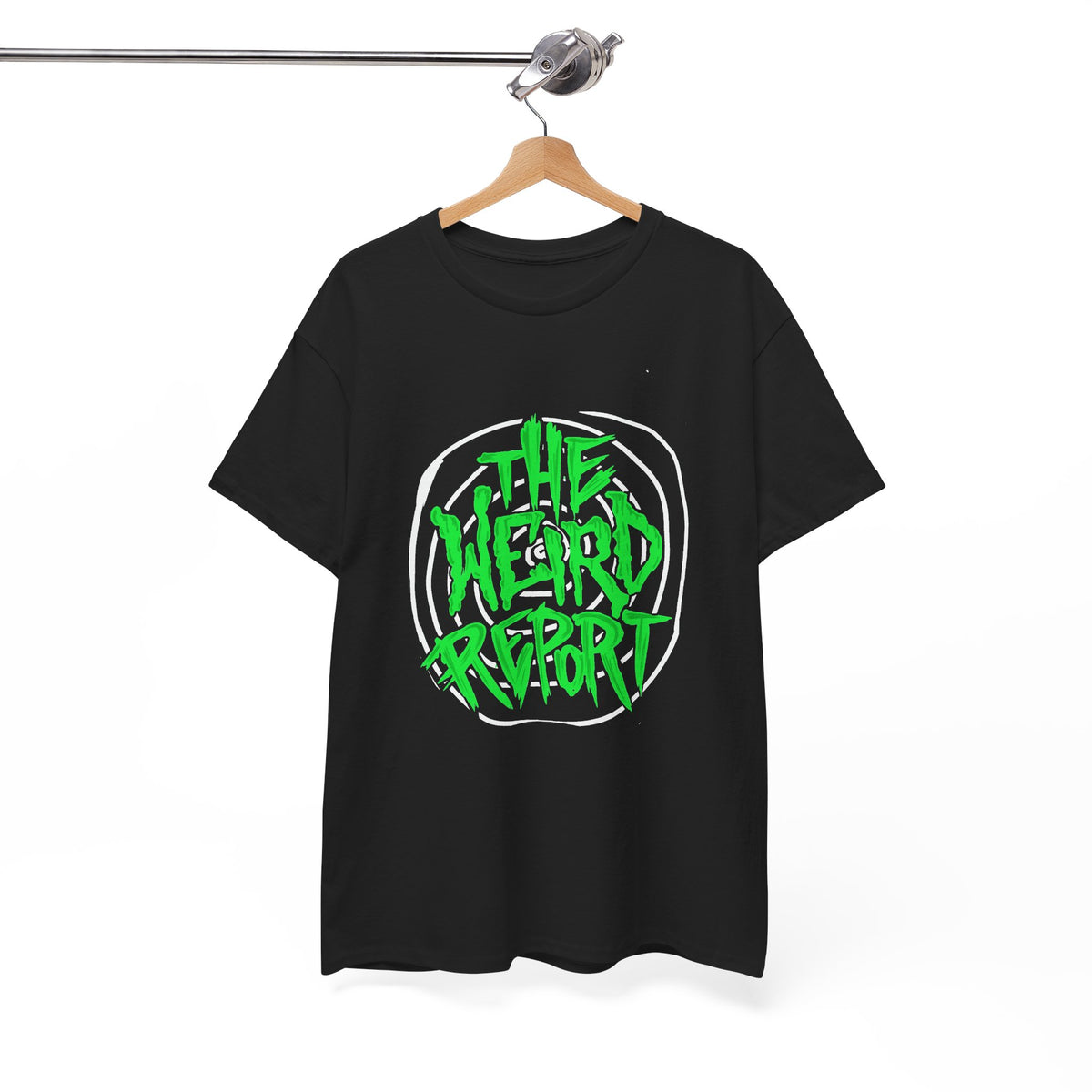Graffiti "The Weird Report" Tee — Neon Green Streetwear T-Shirt