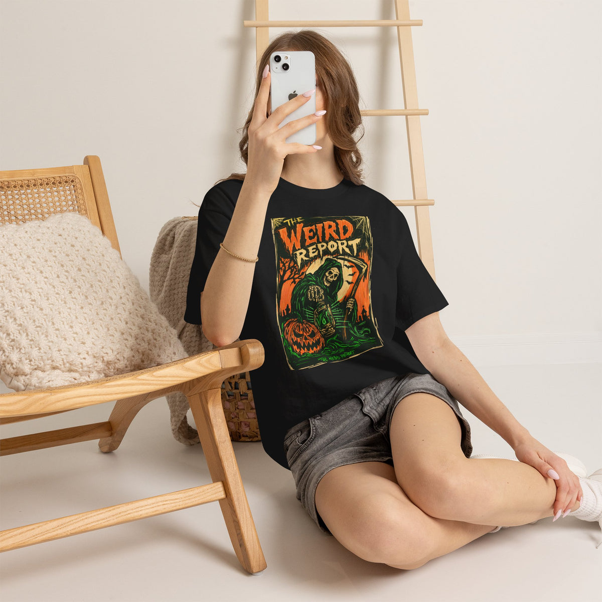 The Weird Report T‑Shirt — Retro Halloween Skeleton reaper Graphic Tee