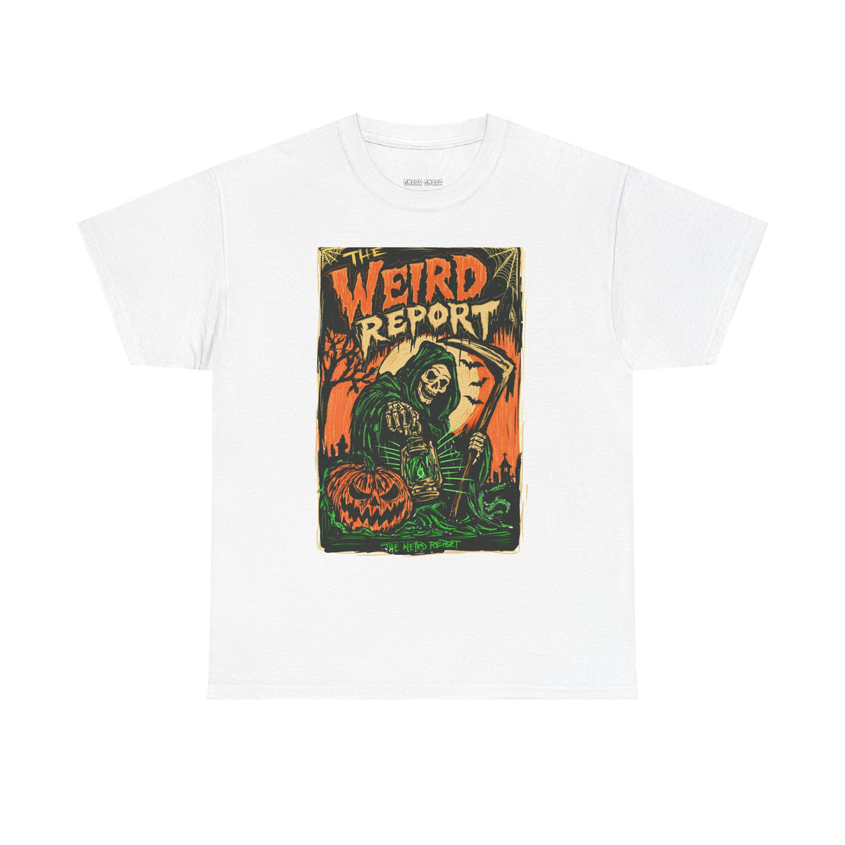 The Weird Report T‑Shirt — Retro Halloween Skeleton reaper Graphic Tee