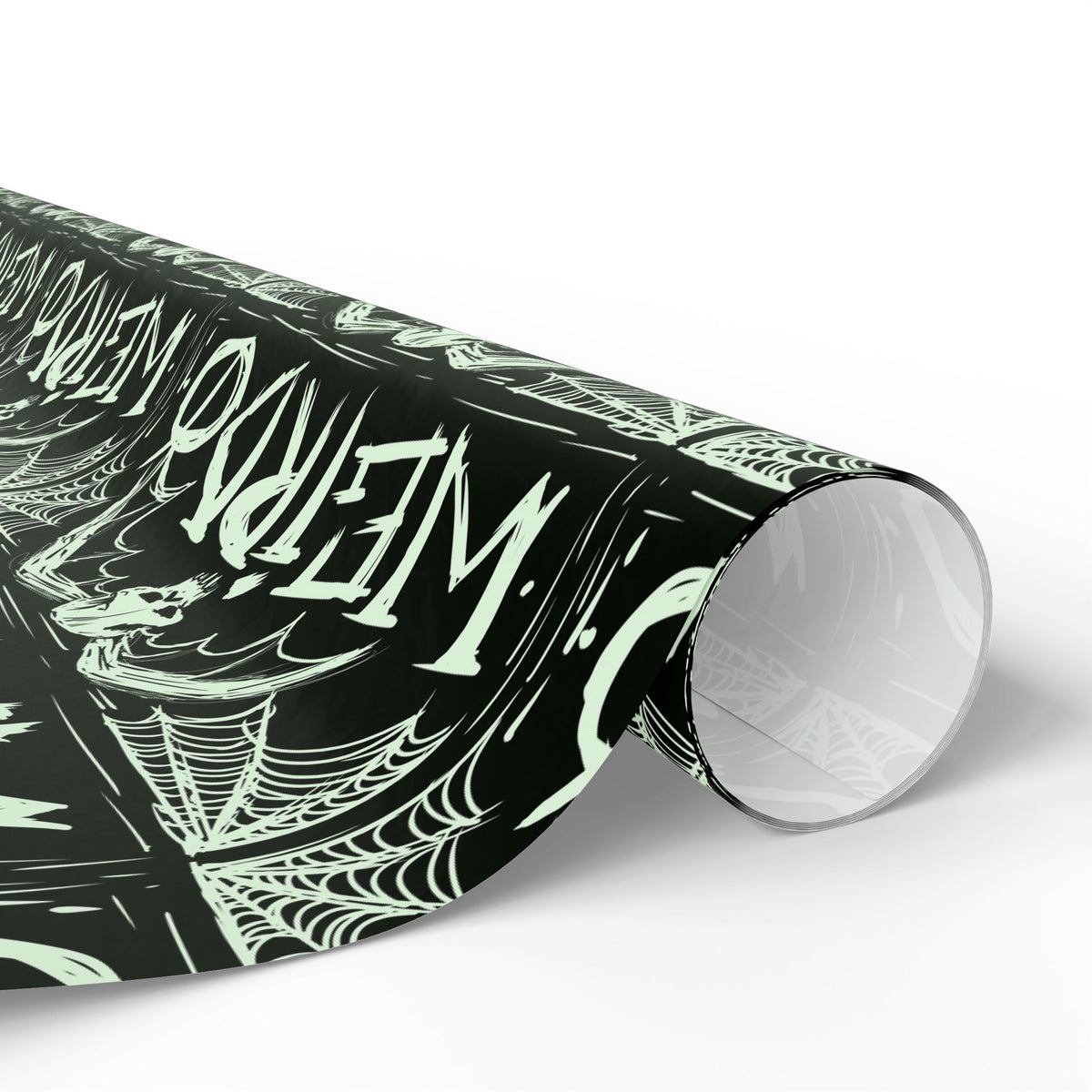 Weirdo Halloween Wrapping Paper — Black Goth Spiderweb Gift Wrap