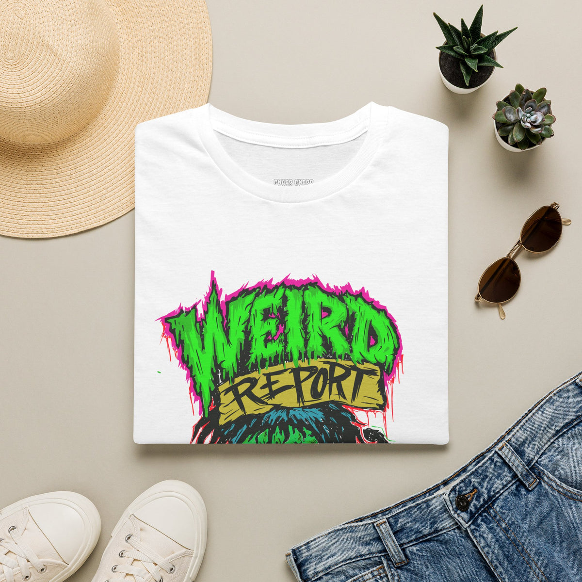 WEIRD REPORT Neon Monster Graphic T-Shirt