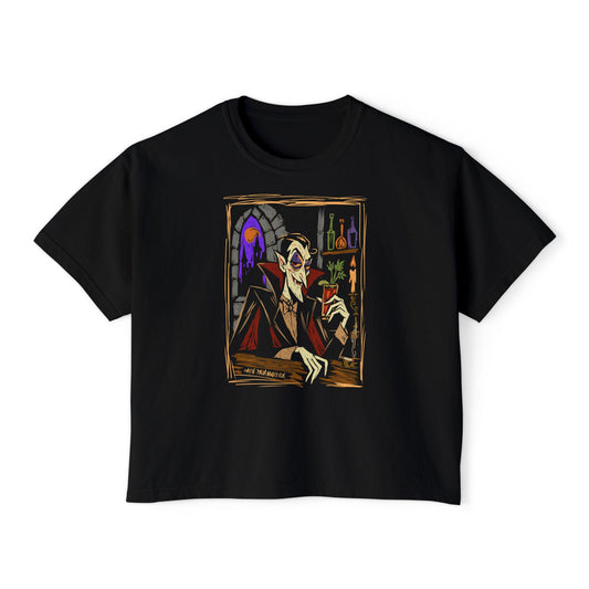Count Drunkula Women's Boxy Tee – Vintage Gothic Vampire Portrait Shirt