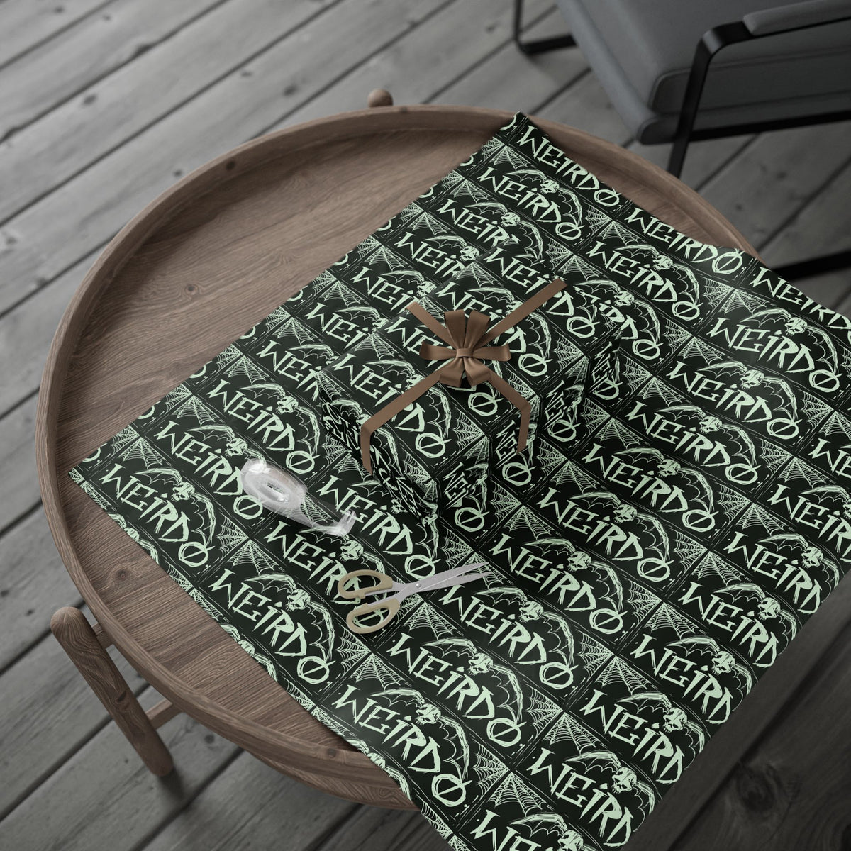 Weirdo Halloween Wrapping Paper — Black Goth Spiderweb Gift Wrap