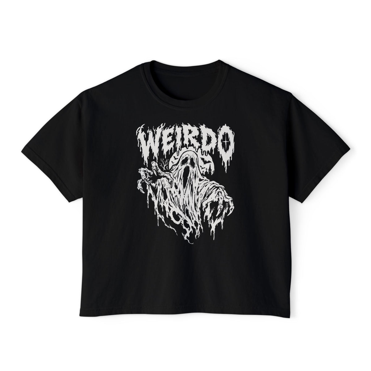 Weirdo Ghost Women's Boxy Tee — Vintage Horror Graphic Shirt