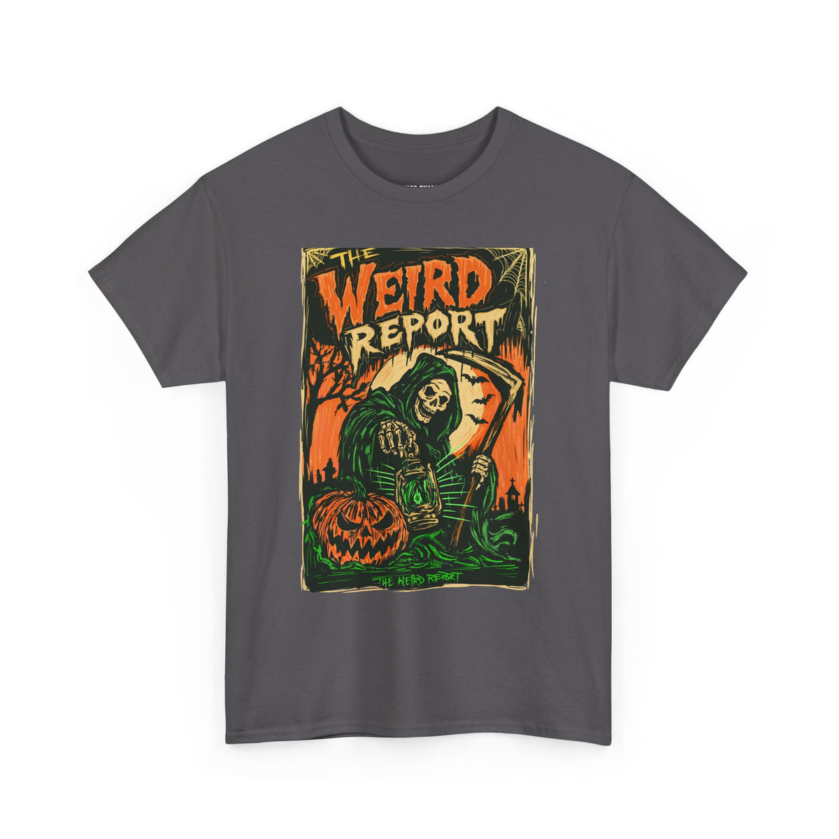 The Weird Report T‑Shirt — Retro Halloween Skeleton reaper Graphic Tee