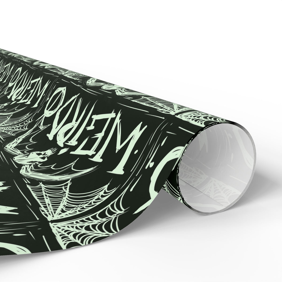 Weirdo Halloween Wrapping Paper — Black Goth Spiderweb Gift Wrap