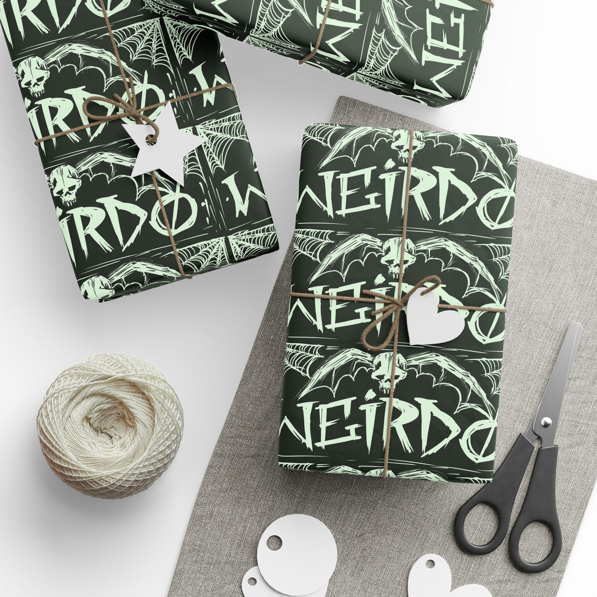 Weirdo Halloween Wrapping Paper — Black Goth Spiderweb Gift Wrap