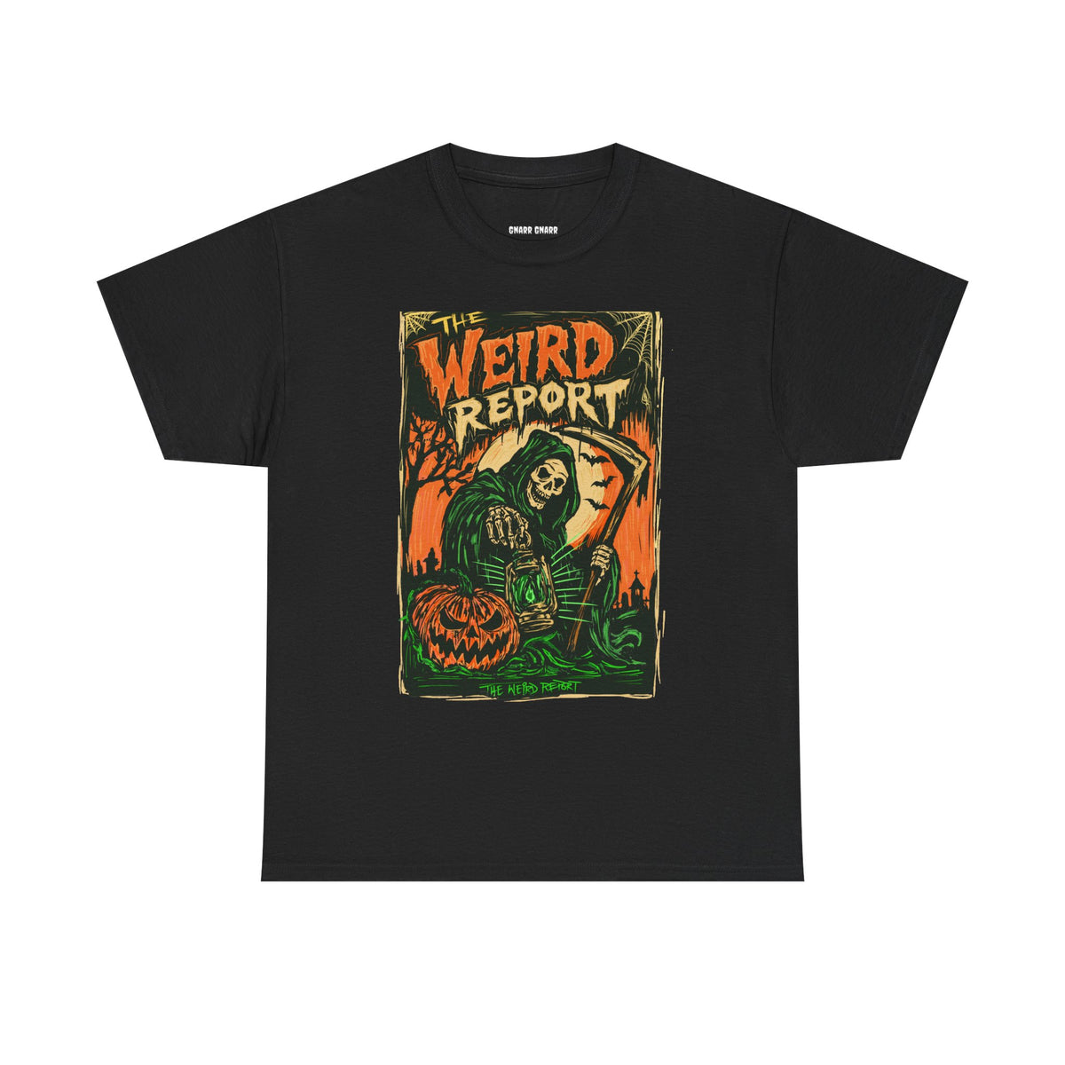 The Weird Report T‑Shirt — Retro Halloween Skeleton reaper Graphic Tee