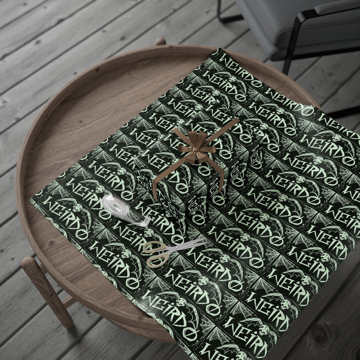 Weirdo Halloween Wrapping Paper — Black Goth Spiderweb Gift Wrap