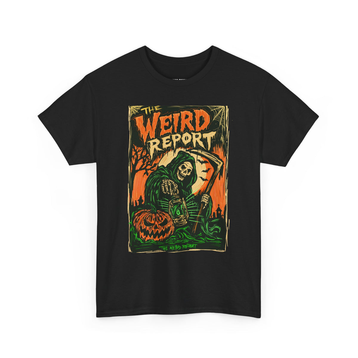 The Weird Report T‑Shirt — Retro Halloween Skeleton reaper Graphic Tee