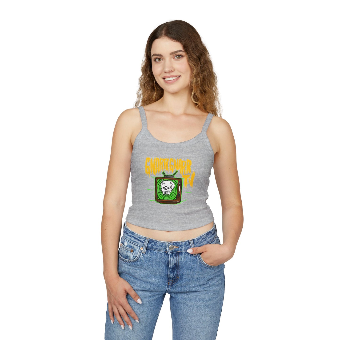 Gnarr Gnarr TV Spaghetti Strap Tank Top | Alternative Style, Edgy Apparel, Festival Wear, Streetwear, Music Concert Clothing