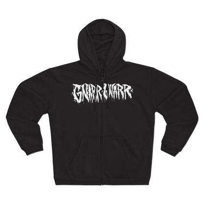 Unisex Zip Hoodie with Gnarr Gnarr Graphic - Alternative Television Vibe