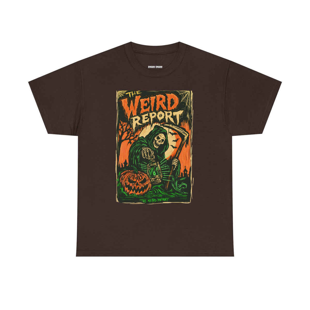 The Weird Report T‑Shirt — Retro Halloween Skeleton reaper Graphic Tee