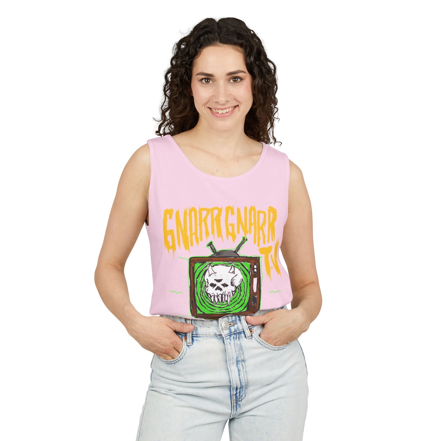 Gnar Gnar TV Tank Top, Unisex Graphic Tee, Summer Essential, Beachwear, Festival Top, Casual Style, Gift Idea