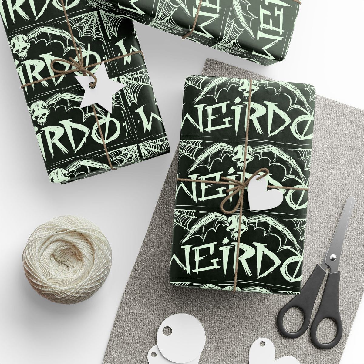 Weirdo Halloween Wrapping Paper — Black Goth Spiderweb Gift Wrap