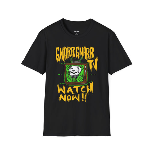 GNARR GNARR TV Unisex Softstyle Graphic T-Shirt - Gnarrgnarr TV Watch Now Design