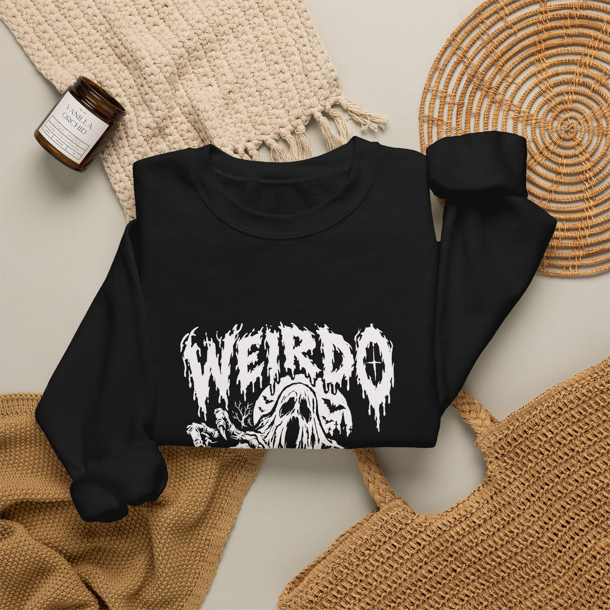 Weirdo Amongst Us Crewneck Sweatshirt — Gothic Ghost Graphic